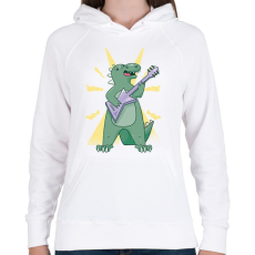 PRINTFASHION Gitáros dínó - Női kapucnis pulóver - Fehér