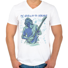 PRINTFASHION Gitáros élet - Férfi V-nyakú póló - Fehér férfi póló
