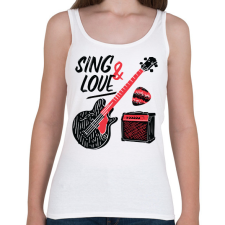 PRINTFASHION Gitáros énekes - Női atléta - Fehér női trikó