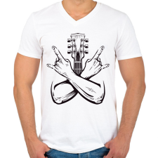 PRINTFASHION gitáros - Férfi V-nyakú póló - Fehér férfi póló