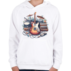 PRINTFASHION gitáros - Gyerek kapucnis pulóver - Fehér