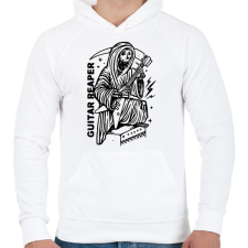 PRINTFASHION Gitáros halál - Férfi kapucnis pulóver - Fehér férfi pulóver, kardigán