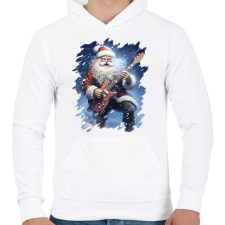 PRINTFASHION Gitáros mikulás - Férfi kapucnis pulóver - Fehér férfi pulóver, kardigán