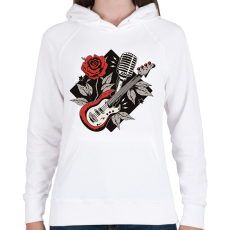 PRINTFASHION Gitáros minta - Női kapucnis pulóver - Fehér