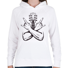 PRINTFASHION gitáros - Női kapucnis pulóver - Fehér