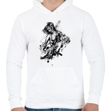 PRINTFASHION Gitáros rocker - Férfi kapucnis pulóver - Fehér