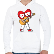 PRINTFASHION Gitáros szív - Férfi kapucnis pulóver - Fehér