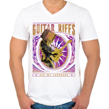 PRINTFASHION Gitáros szlogen - Férfi V-nyakú póló - Fehér férfi póló