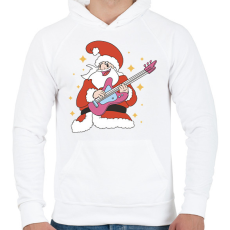 PRINTFASHION Gitáros télapó - Férfi kapucnis pulóver - Fehér