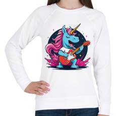 PRINTFASHION Gitáros unikornis - Női pulóver - Fehér