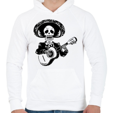 PRINTFASHION Gitározó csontváz - Férfi kapucnis pulóver - Fehér