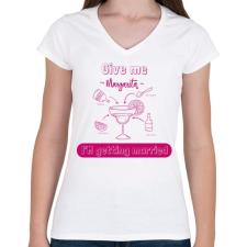PRINTFASHION Give me margarita - Női V-nyakú póló - Fehér női póló