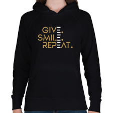 PRINTFASHION Give. Smile. Repeat - Női kapucnis pulóver - Fekete női pulóver, kardigán