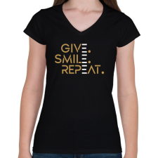 PRINTFASHION Give. Smile. Repeat - Női V-nyakú póló - Fekete női póló