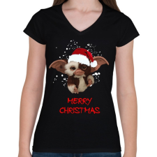 PRINTFASHION GIZMO christmas edition - Női V-nyakú póló - Fekete női póló