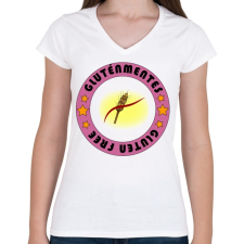 PRINTFASHION Gluten free 4 - Női V-nyakú póló - Fehér női póló