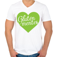 PRINTFASHION gluten-free-love-green - Férfi V-nyakú póló - Fehér férfi póló