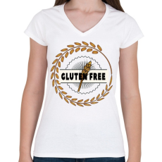 PRINTFASHION Glutenfree1 - Női V-nyakú póló - Fehér