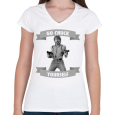 PRINTFASHION go chuck yourself - Női V-nyakú póló - Fehér