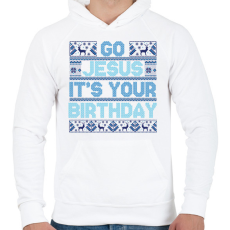 PRINTFASHION Go Jesus - Férfi kapucnis pulóver - Fehér