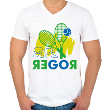 PRINTFASHION Go Roger - Férfi V-nyakú póló - Fehér férfi póló