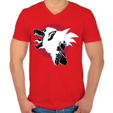 PRINTFASHION Go SuperMonkey - Férfi V-nyakú póló - Piros férfi póló