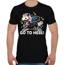 PRINTFASHION Go to hell unikornis - Férfi póló - Fekete férfi póló