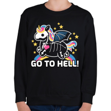 PRINTFASHION Go to hell unikornis - Gyerek pulóver - Fekete gyerek pulóver, kardigán