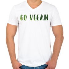 PRINTFASHION Go vegan - Férfi V-nyakú póló - Fehér férfi póló