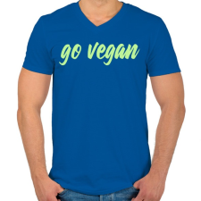 PRINTFASHION Go vegan - Férfi V-nyakú póló - Királykék férfi póló