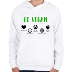PRINTFASHION Go vegan - Gyerek kapucnis pulóver - Fehér