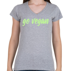 PRINTFASHION Go vegan - Női V-nyakú póló - Sport szürke