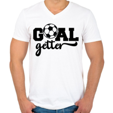 PRINTFASHION Goal getter - Férfi V-nyakú póló - Fehér férfi póló