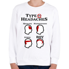 PRINTFASHION God of War - Types of Headaches - Gyerek pulóver - Fehér