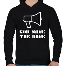 PRINTFASHION GOD SAVE THE RAVE - Férfi kapucnis pulóver - Fekete