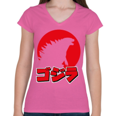 PRINTFASHION Godzi - Női V-nyakú póló - Rózsaszín