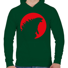 PRINTFASHION Godzilla Sziluett - Férfi kapucnis pulóver - Sötétzöld