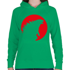 PRINTFASHION Godzilla Sziluett - Női kapucnis pulóver - Zöld női pulóver, kardigán
