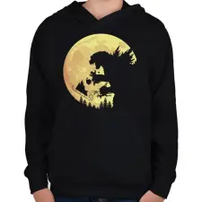 PRINTFASHION Godzilla XSmash - Gyerek kapucnis pulóver - Fekete gyerek pulóver, kardigán