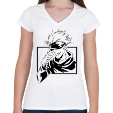 PRINTFASHION Gojo Jujutsu Kaisen Hoodie - Női V-nyakú póló - Fehér női póló