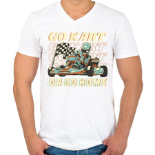 PRINTFASHION Gokart - Férfi V-nyakú póló - Fehér férfi póló