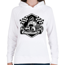 PRINTFASHION Gokart  - Női kapucnis pulóver - Fehér női pulóver, kardigán