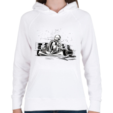 PRINTFASHION Gokart - Női kapucnis pulóver - Fehér