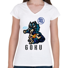 PRINTFASHION goku 2021 - Női V-nyakú póló - Fehér női póló