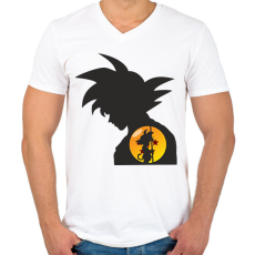 PRINTFASHION Goku - Férfi V-nyakú póló - Fehér