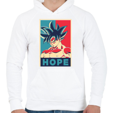 PRINTFASHION Goku Hope - Férfi kapucnis pulóver - Fehér férfi pulóver, kardigán