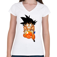 PRINTFASHION goku - Női V-nyakú póló - Fehér női póló