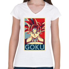 PRINTFASHION Goku - Női V-nyakú póló - Fehér