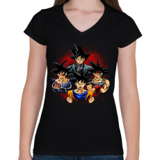 PRINTFASHION Goku - Női V-nyakú póló - Fekete