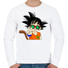 PRINTFASHION Goku szemüvegben - Férfi pulóver - Fehér férfi pulóver, kardigán